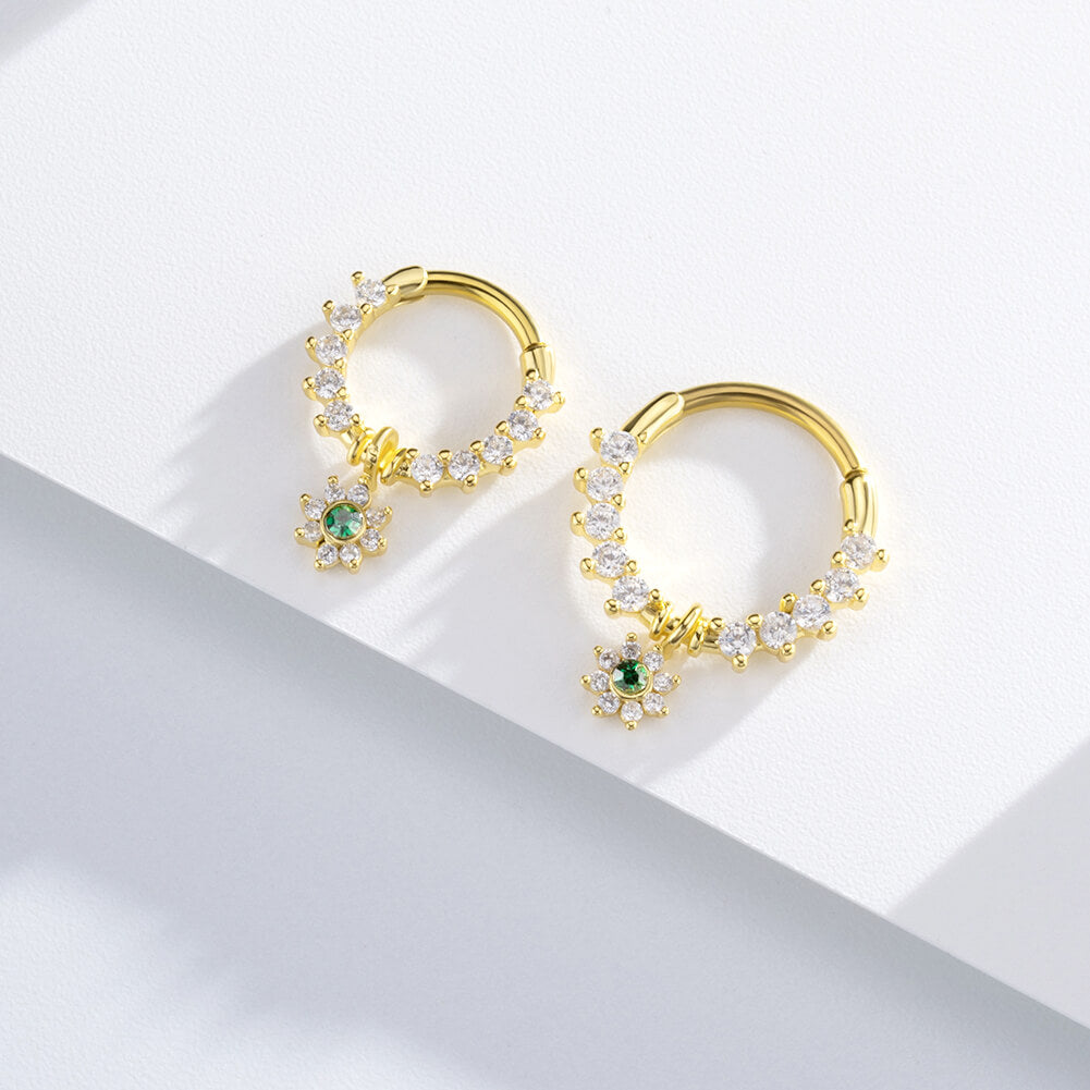 Clear CZ Sunflower Clicker Septum Ring
