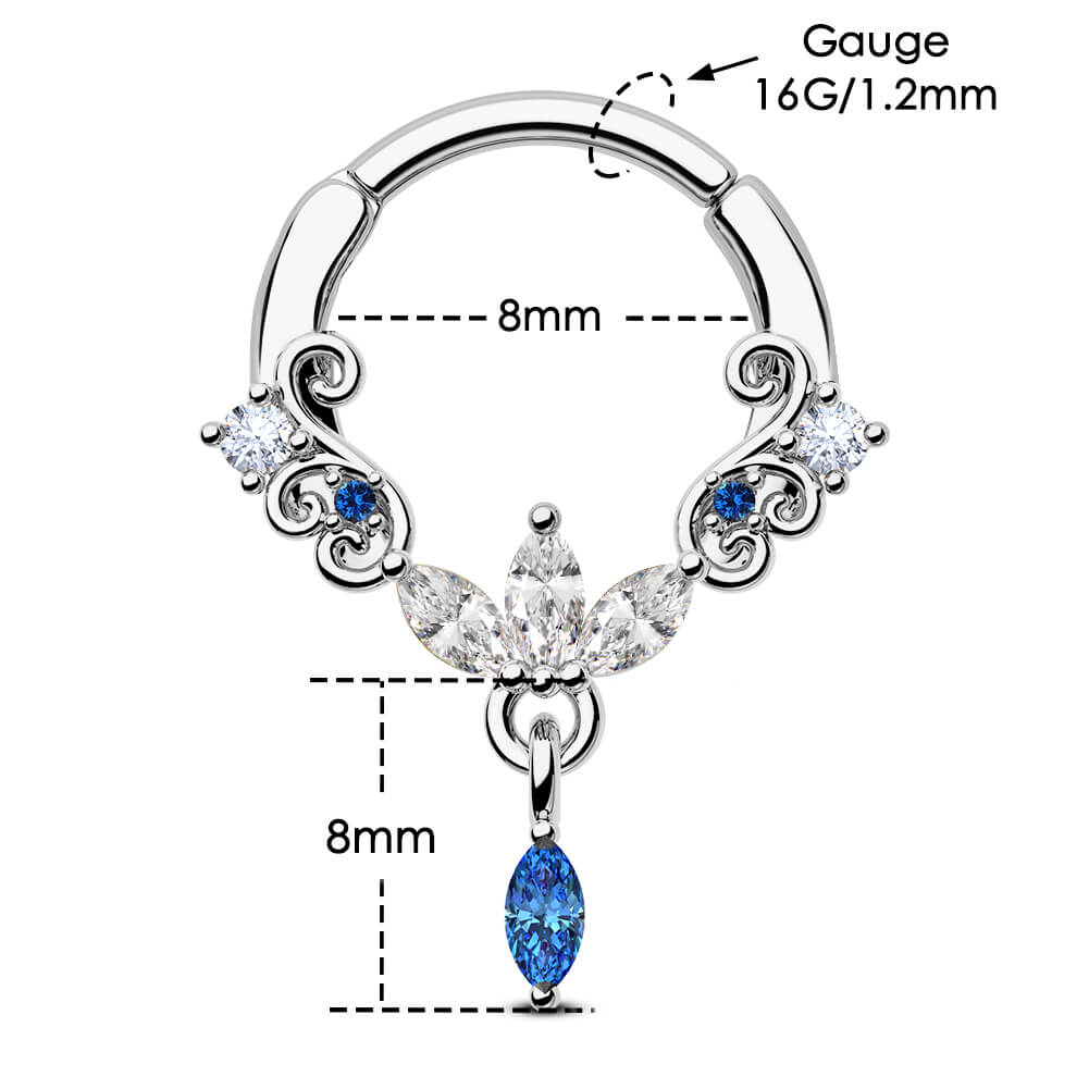 Lotus CZ Clicker Septum Ring