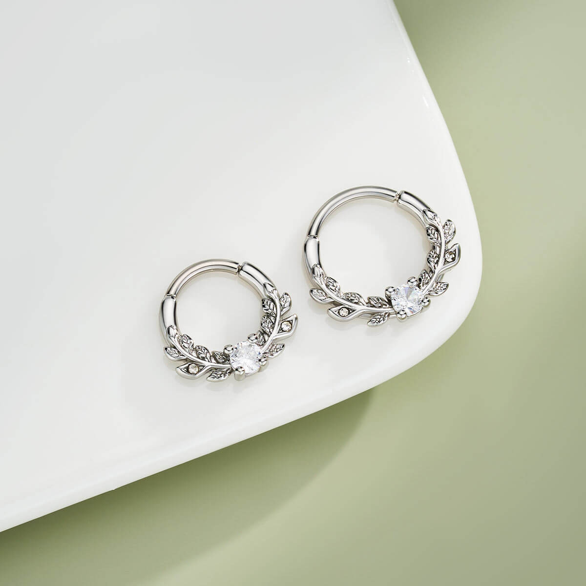 Symmetrical Leaves CZ Septum & Daith Ring