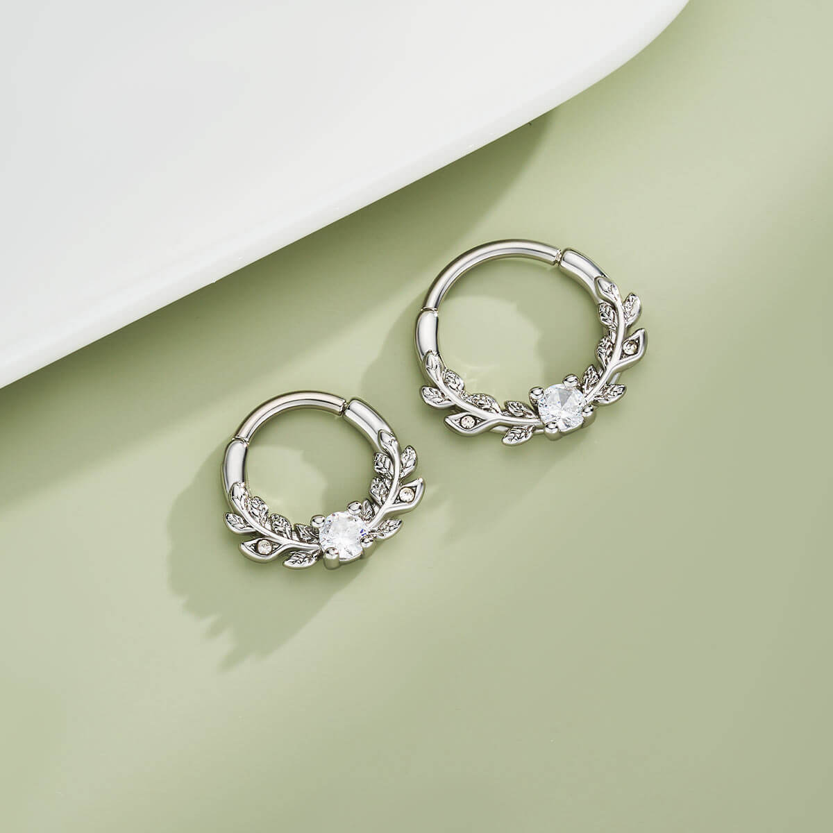 Symmetrical Leaves CZ Septum & Daith Ring