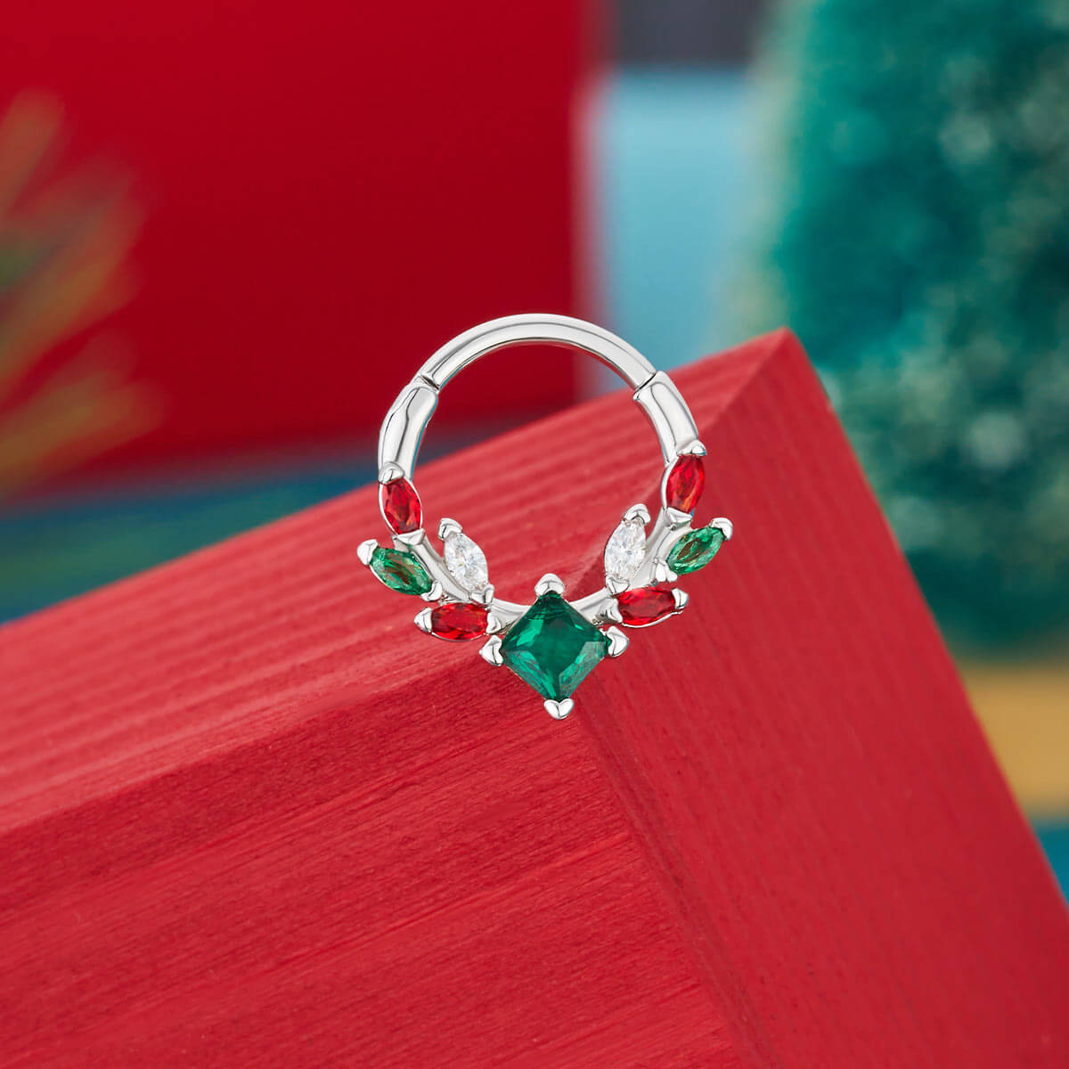 Christmas Gem Segment Septum Ring