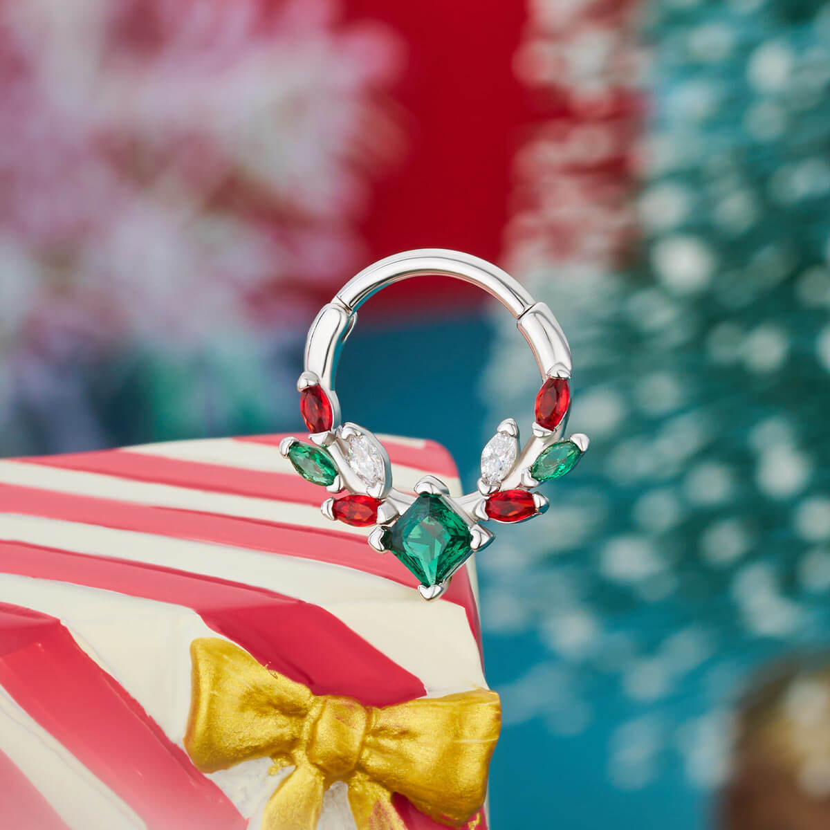 Christmas Gem Segment Septum Ring