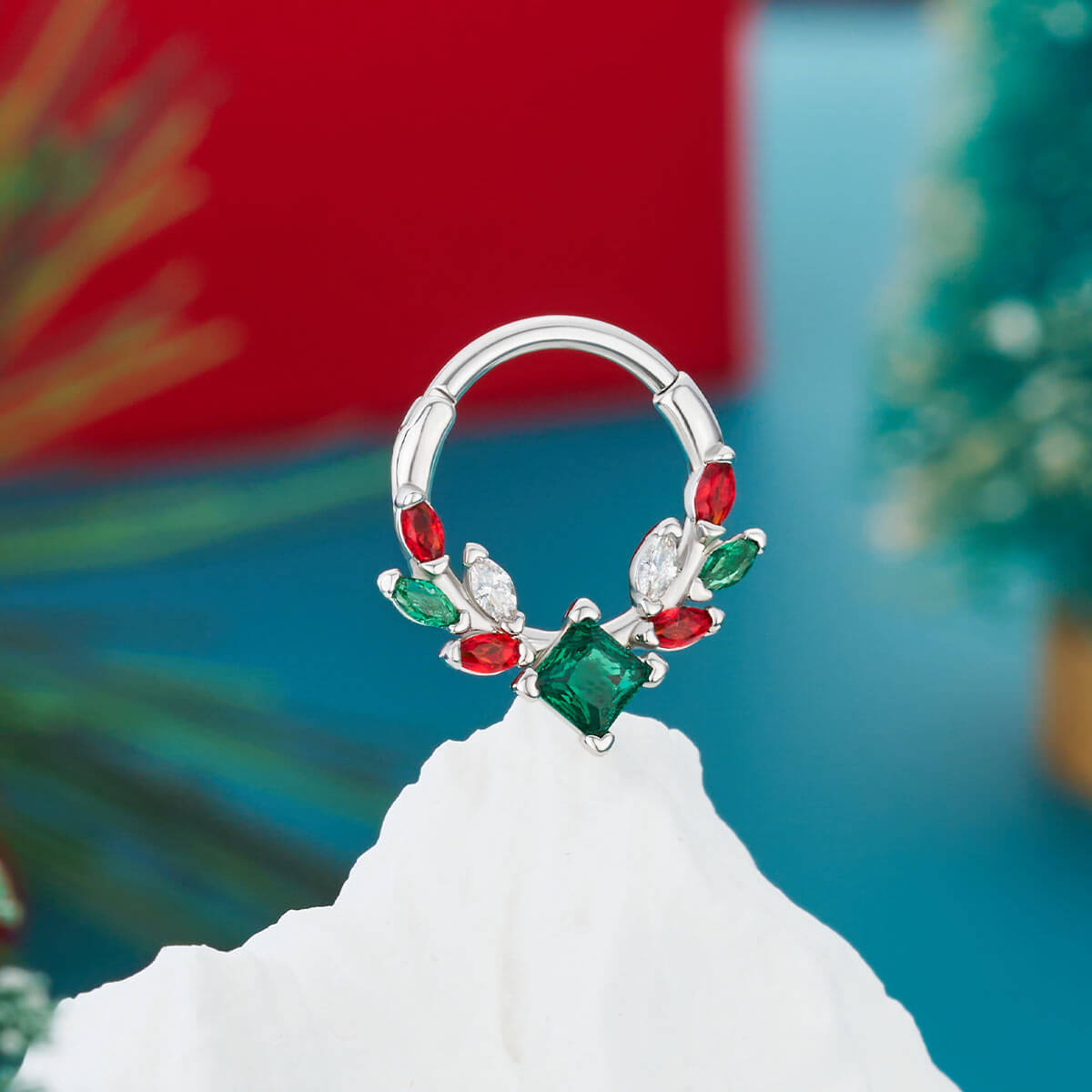 Christmas Gem Segment Septum Ring
