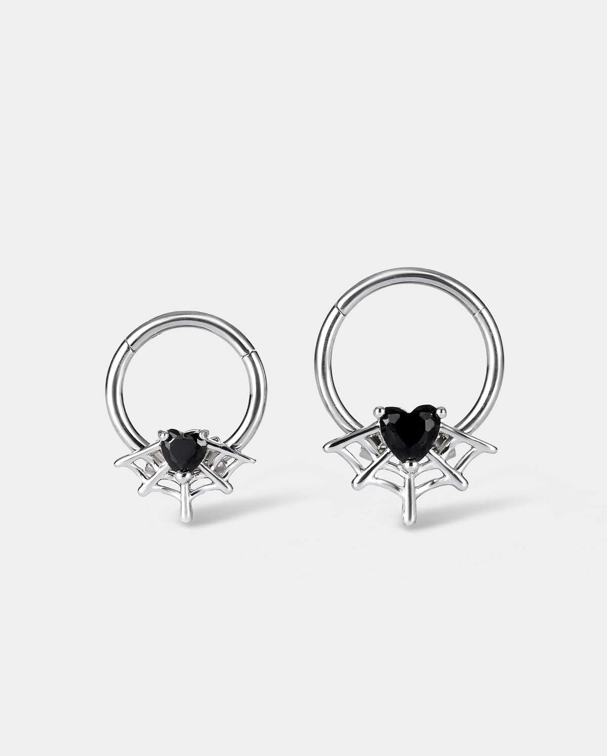 Spider Web Heart CZ Daith Septum Ring