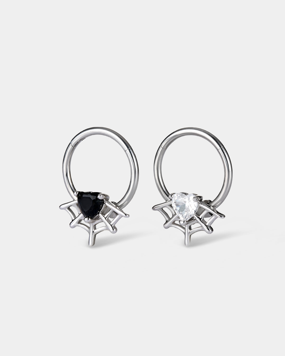 Spider Web Heart CZ Daith Septum Ring