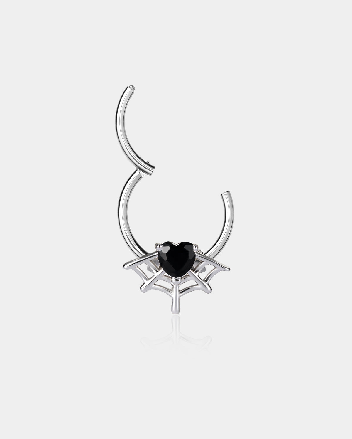 Spider Web Heart CZ Daith Septum Ring