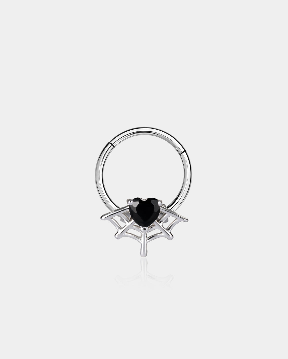 Spider Web Heart CZ Daith Septum Ring