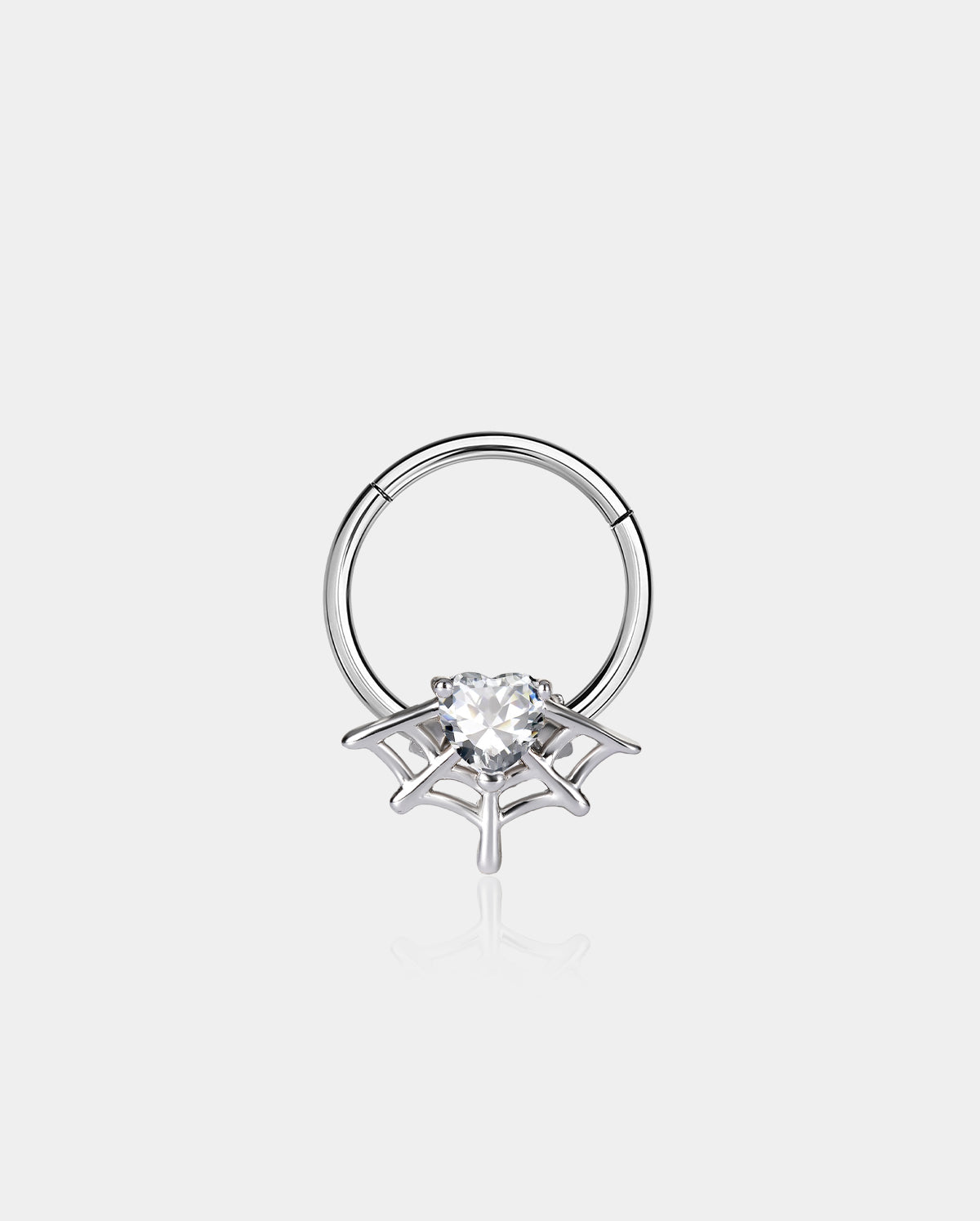 Spider Web Heart CZ Daith Septum Ring