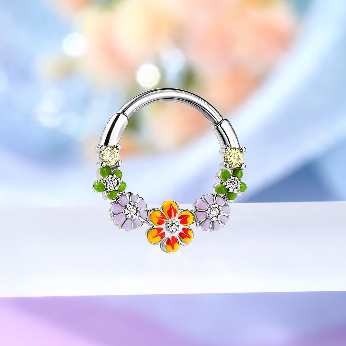 Multicolored Spring Flower Septum Ring