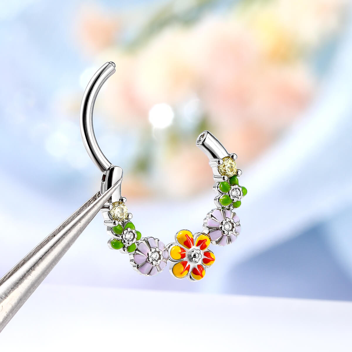 Multicolored Spring Flower Septum Ring