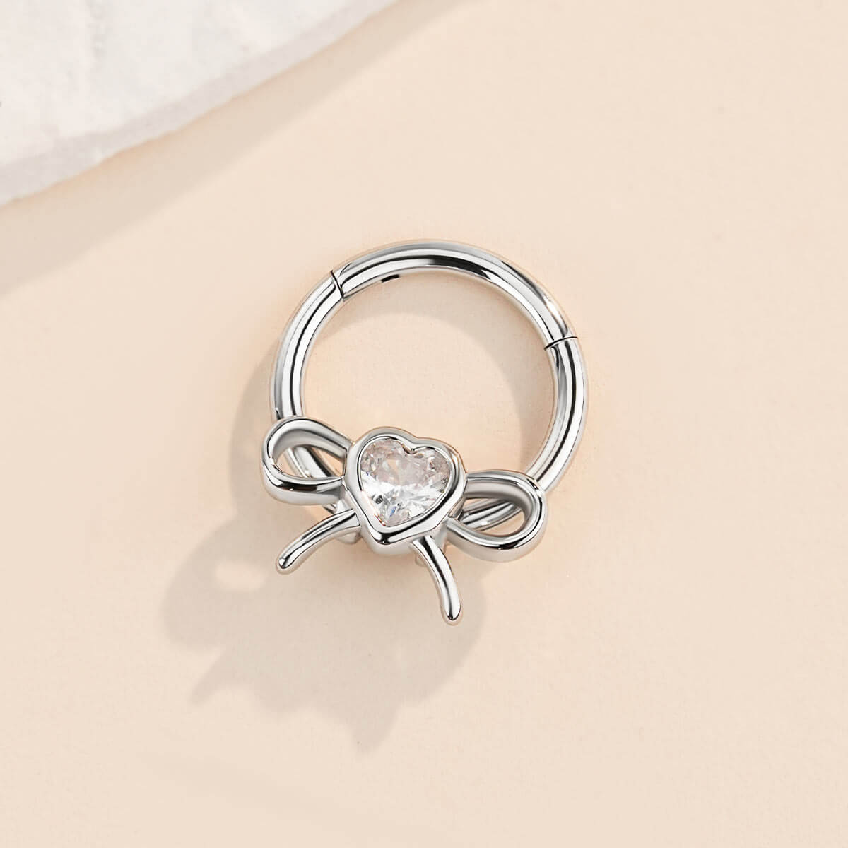Heart CZ Bow Daith Septum Ring