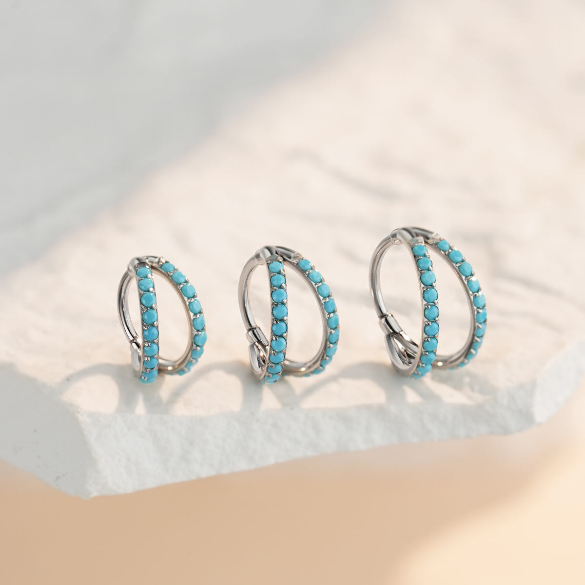 Turquoise Double Hoop Segment Nose Ring