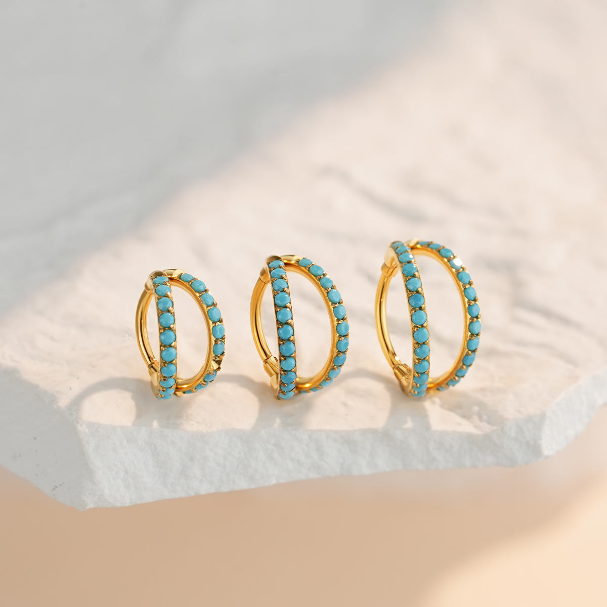 Turquoise Double Hoop Segment Nose Ring
