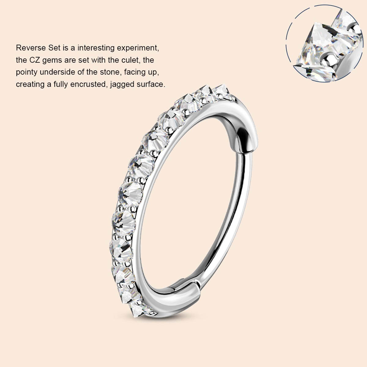 CZ Reverse Setting Nose Ring