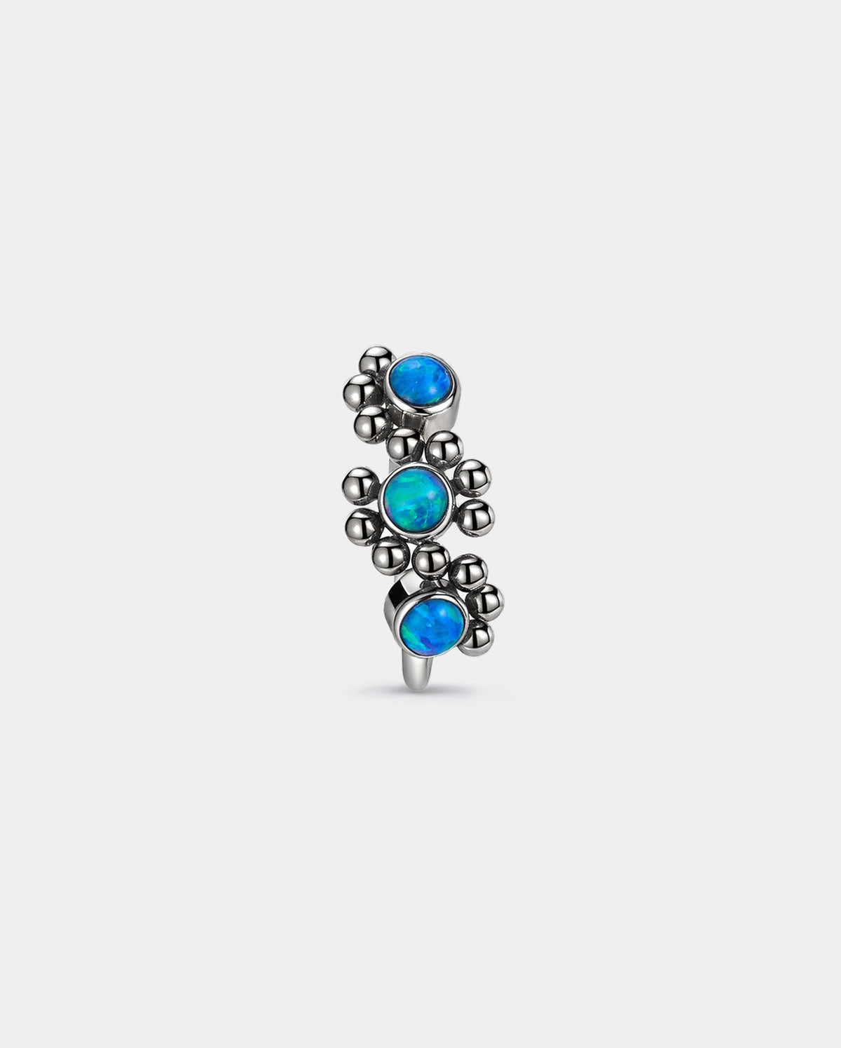 Triple Synthetic Synthetic Opal Beaded Side Nose Hoop