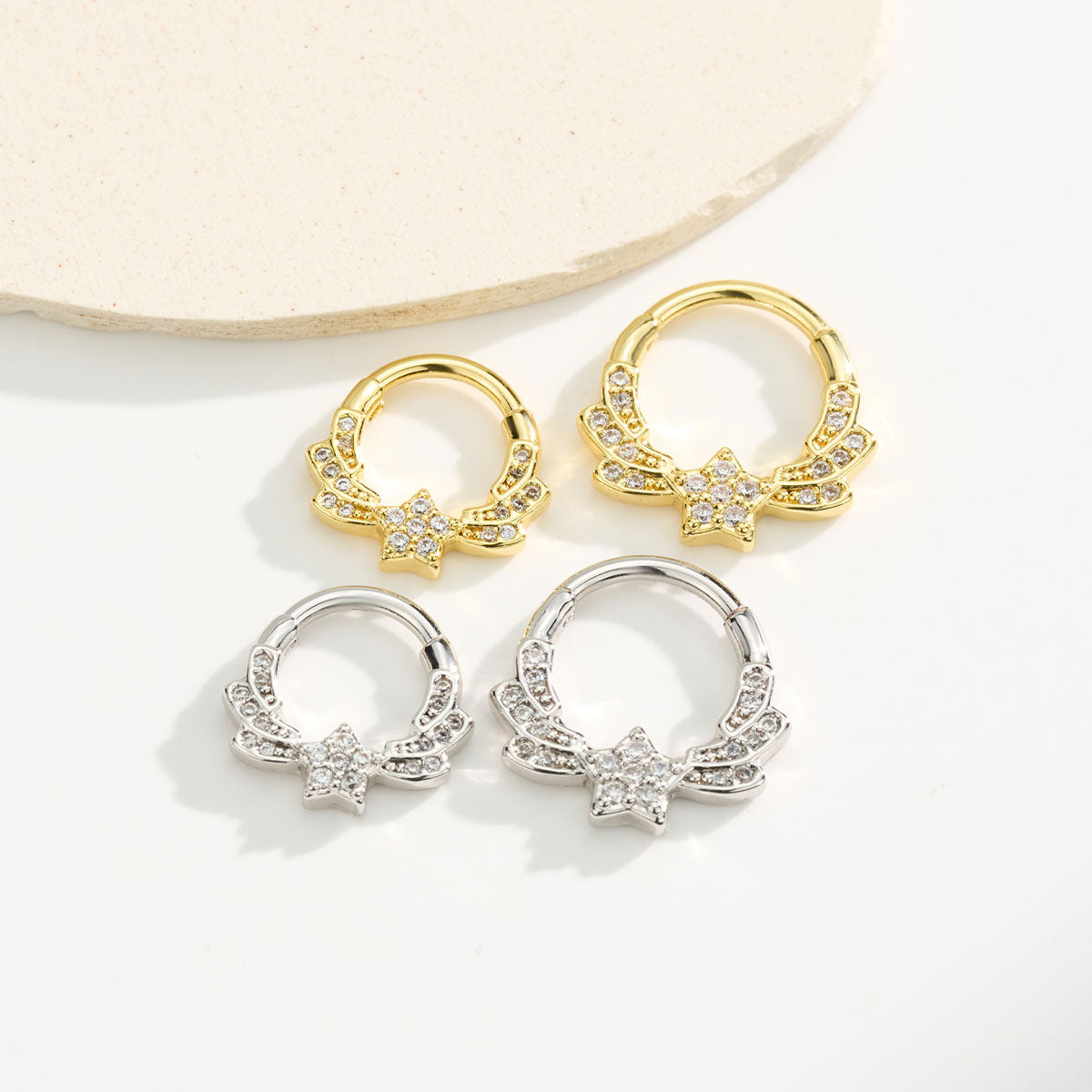 CZ Star Double-Wing Segment Septum Ring
