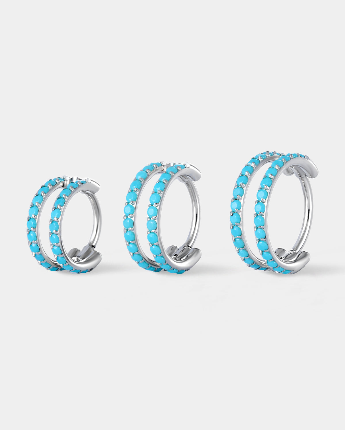 20G Double Row Turquoise Hoop Nose Ring
