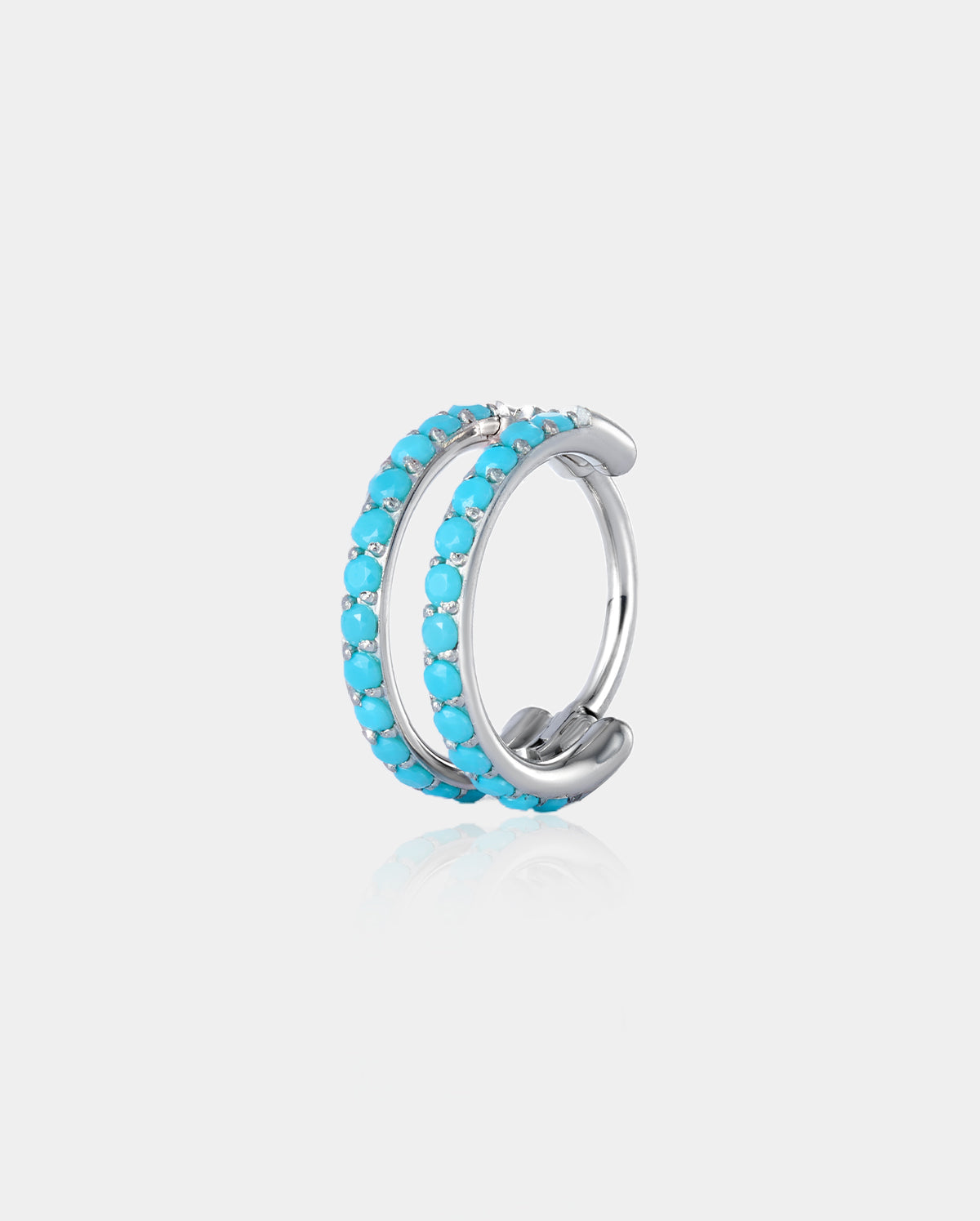 20G Double Row Turquoise Hoop Nose Ring