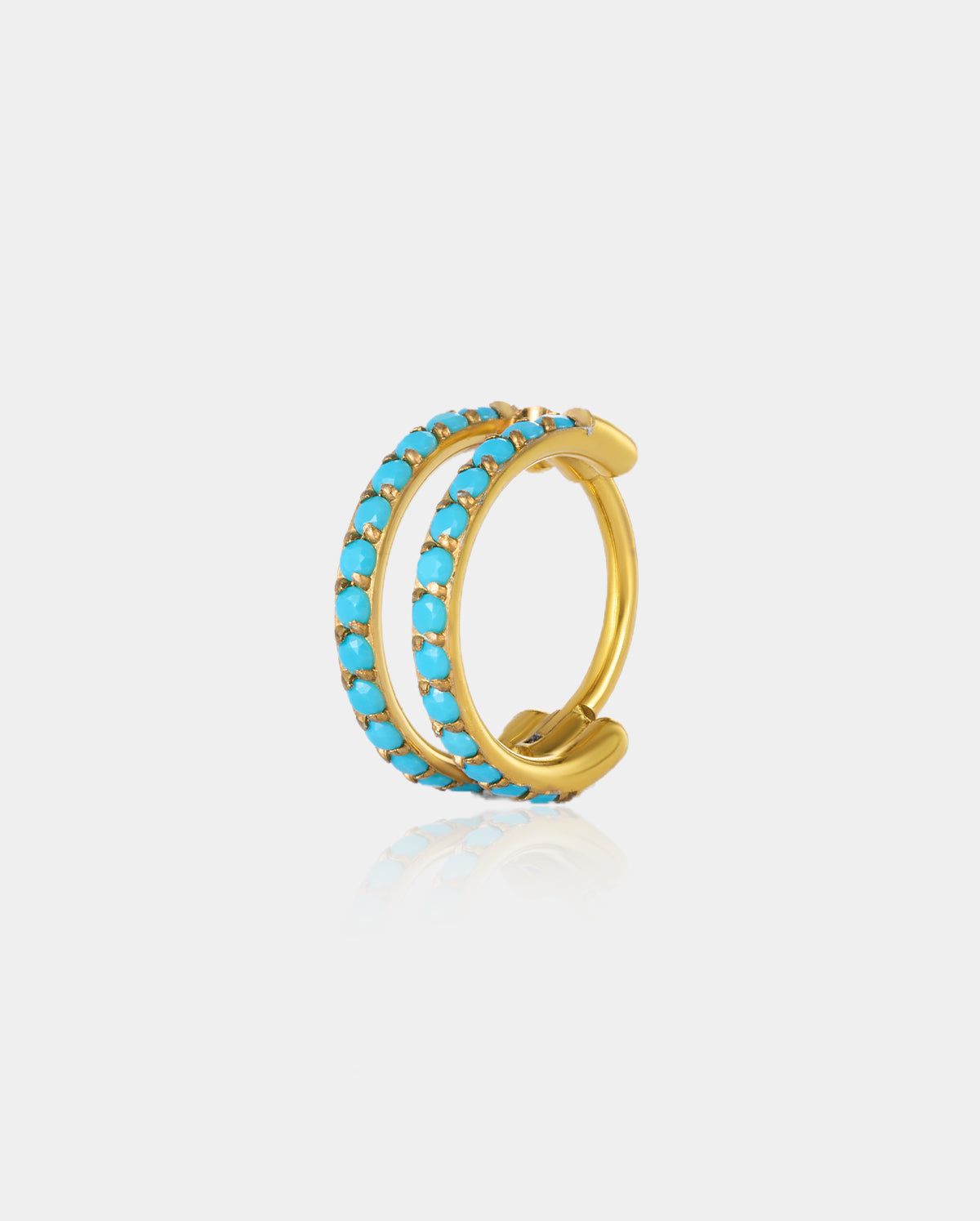 20G Double Row Turquoise Hoop Nose Ring
