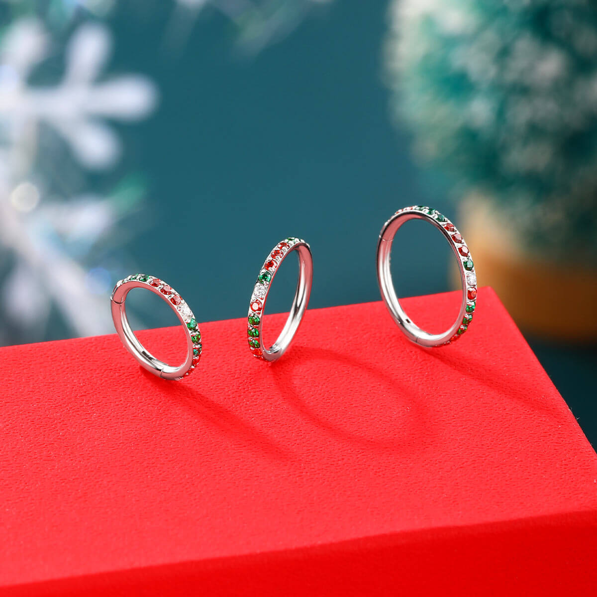 18G Christmas Combo Segment Nose Ring