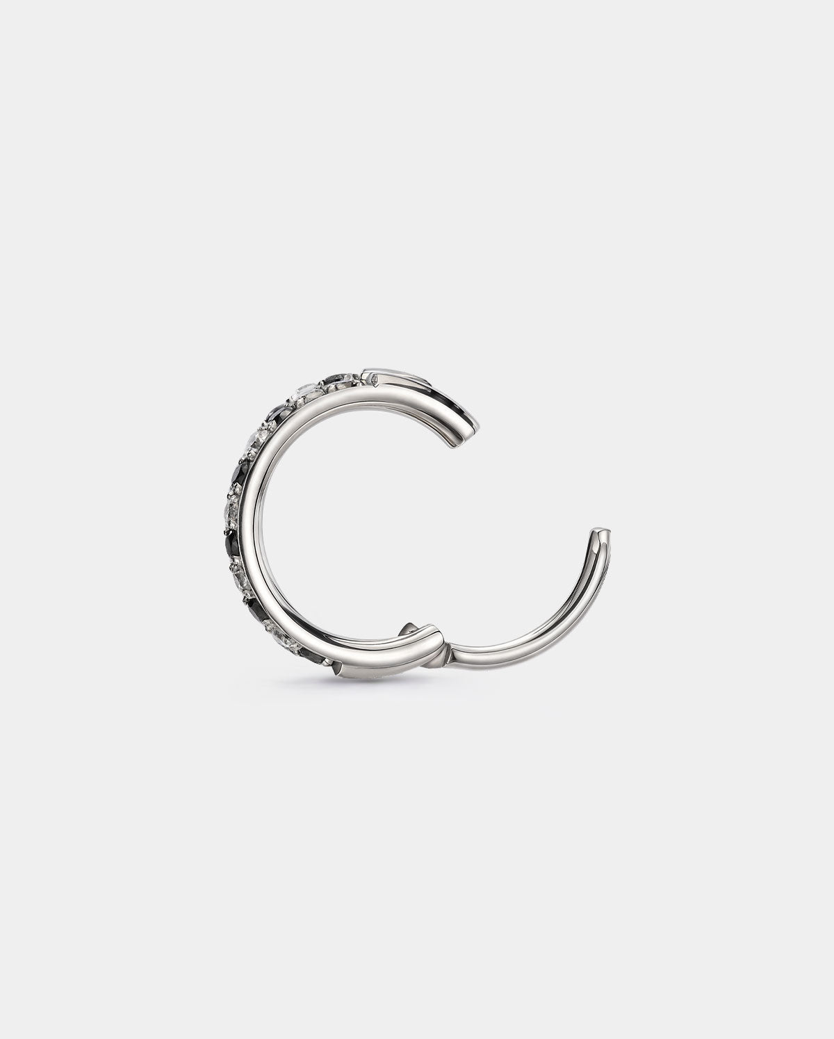 Alternating Black & Clear CZ Double Row Nose Hoop