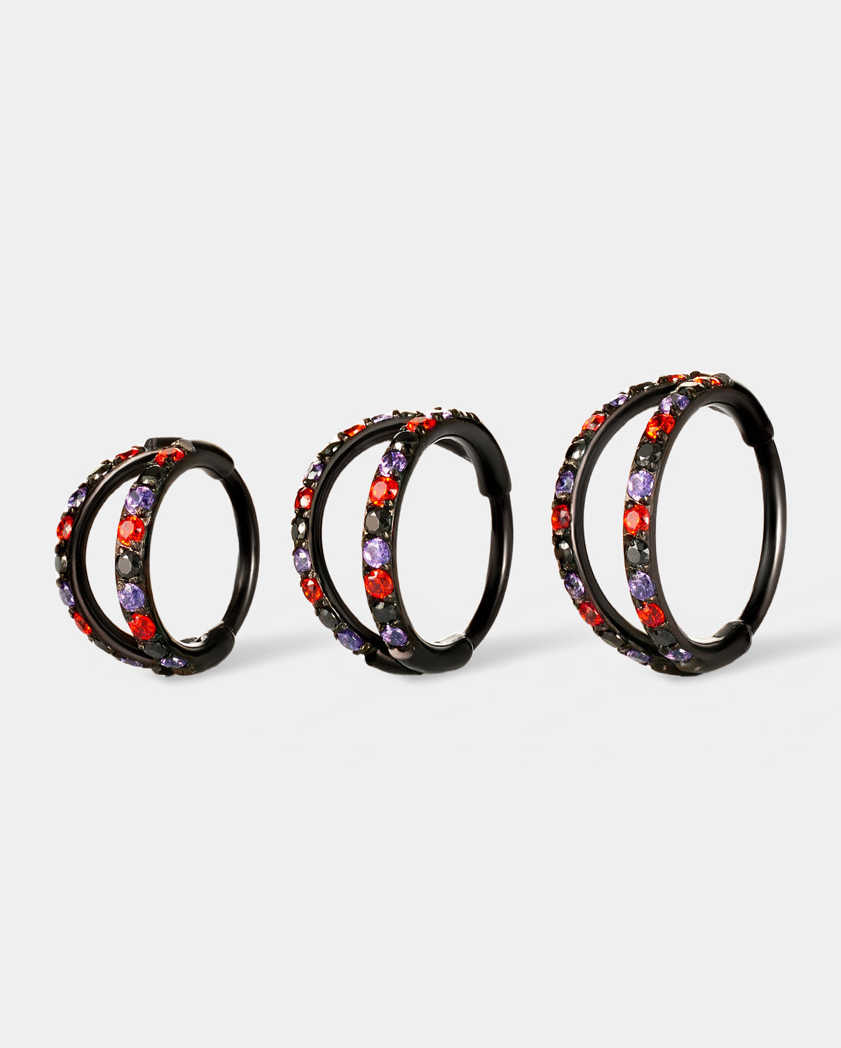 20G Red Black Double Hoop Halloween Nose Ring