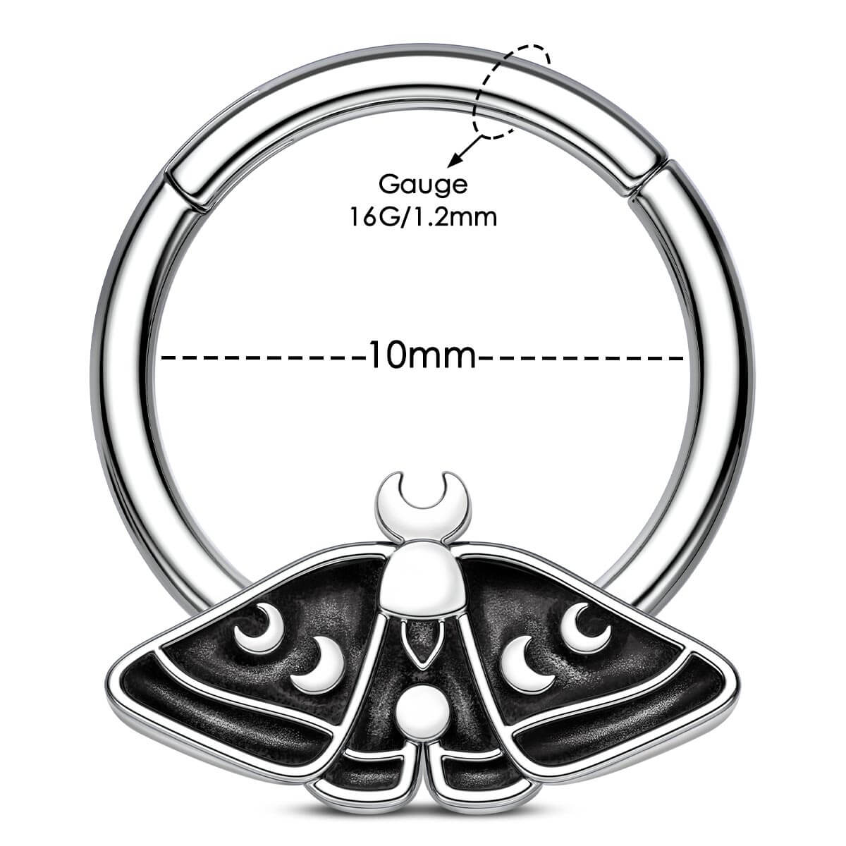 Moon Wings Moth Daith Septum Ring