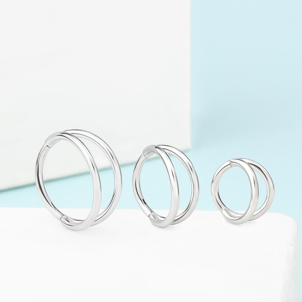 18G Double Hoop Hinged Segment Nose Ring