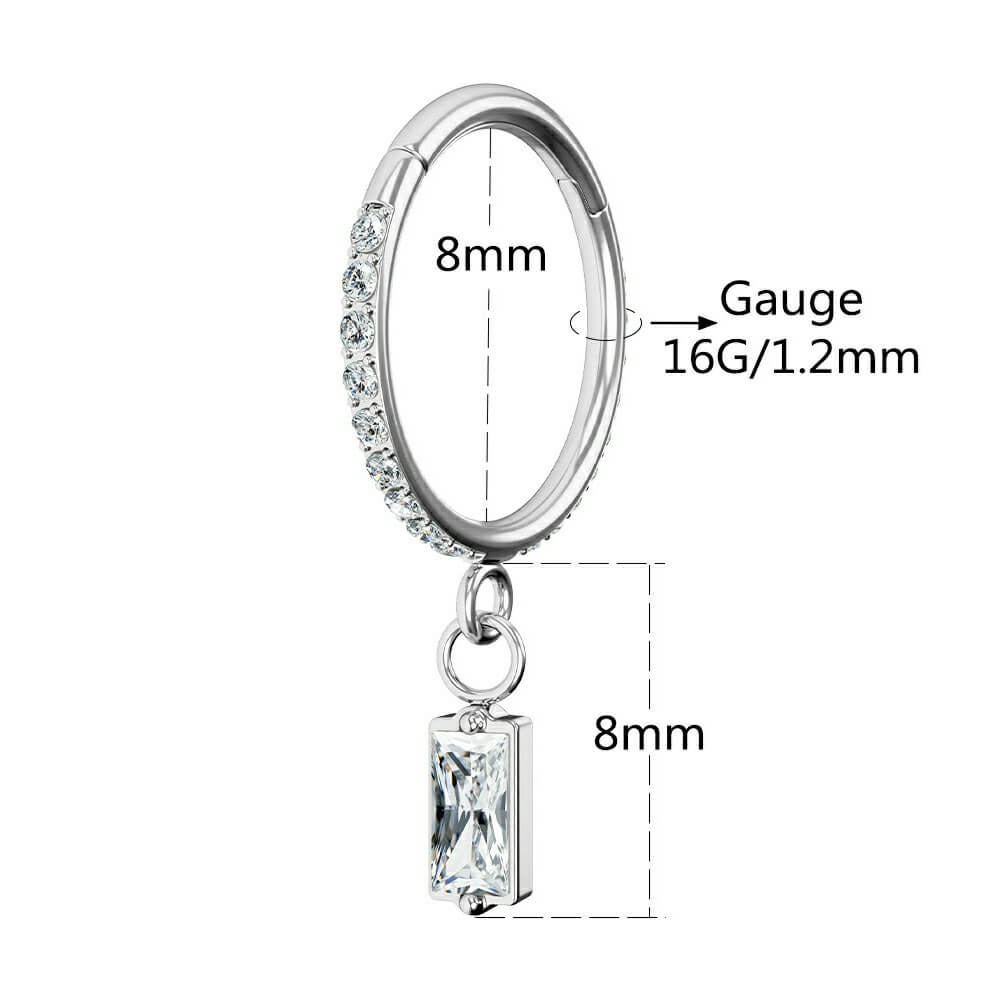 Rectangle Dangle CZ Cartilage Hoop