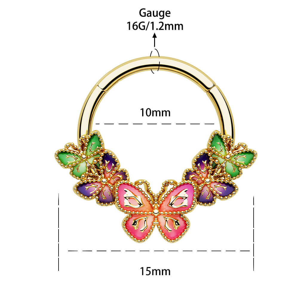 Iridescent Butterfly Segment Septum Ring