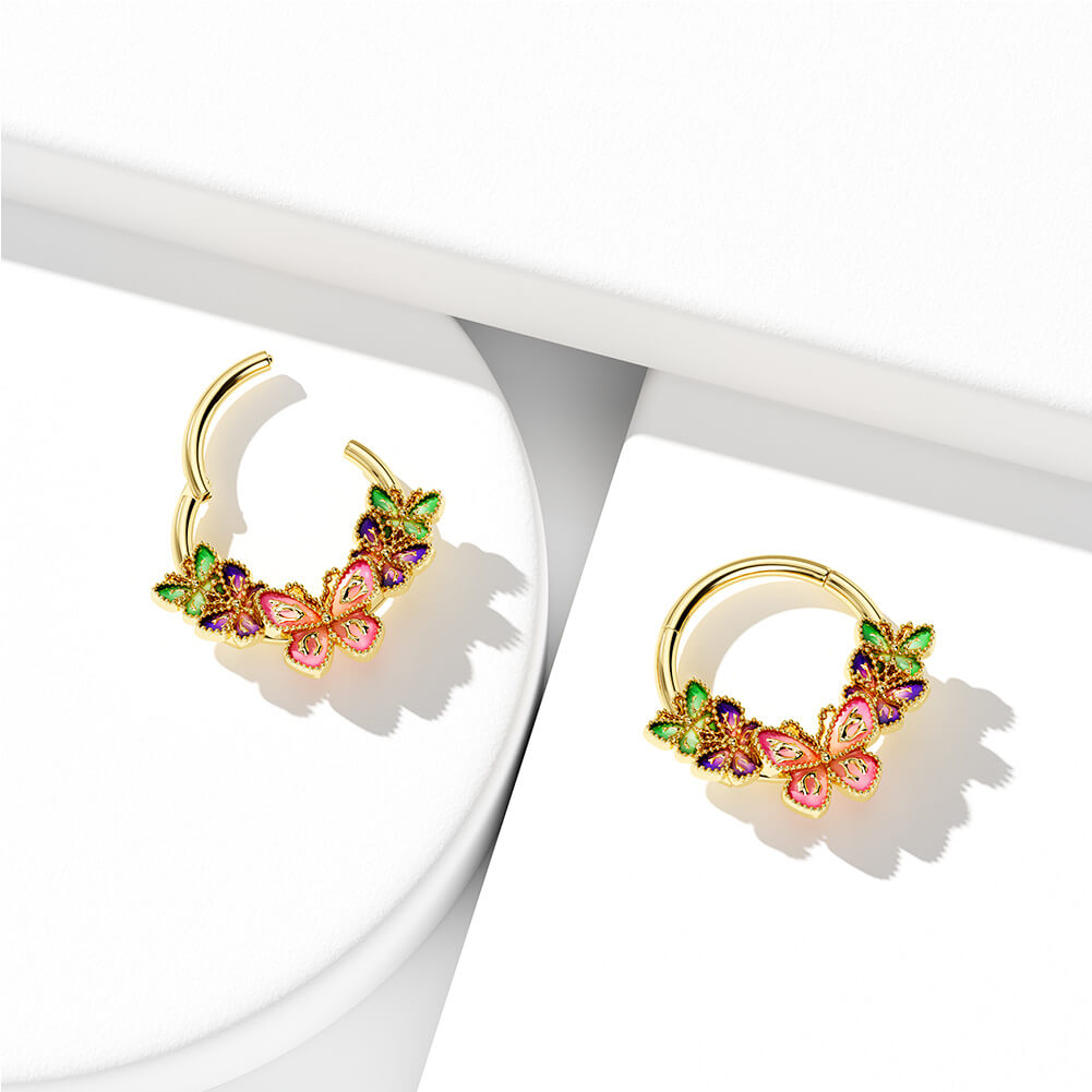 Iridescent Butterfly Segment Septum Ring