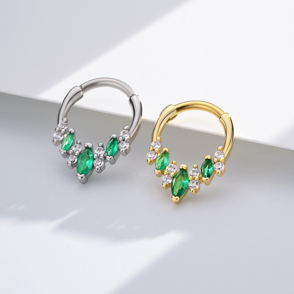 Emerald Gems Clear CZ Clicker Septum Ring