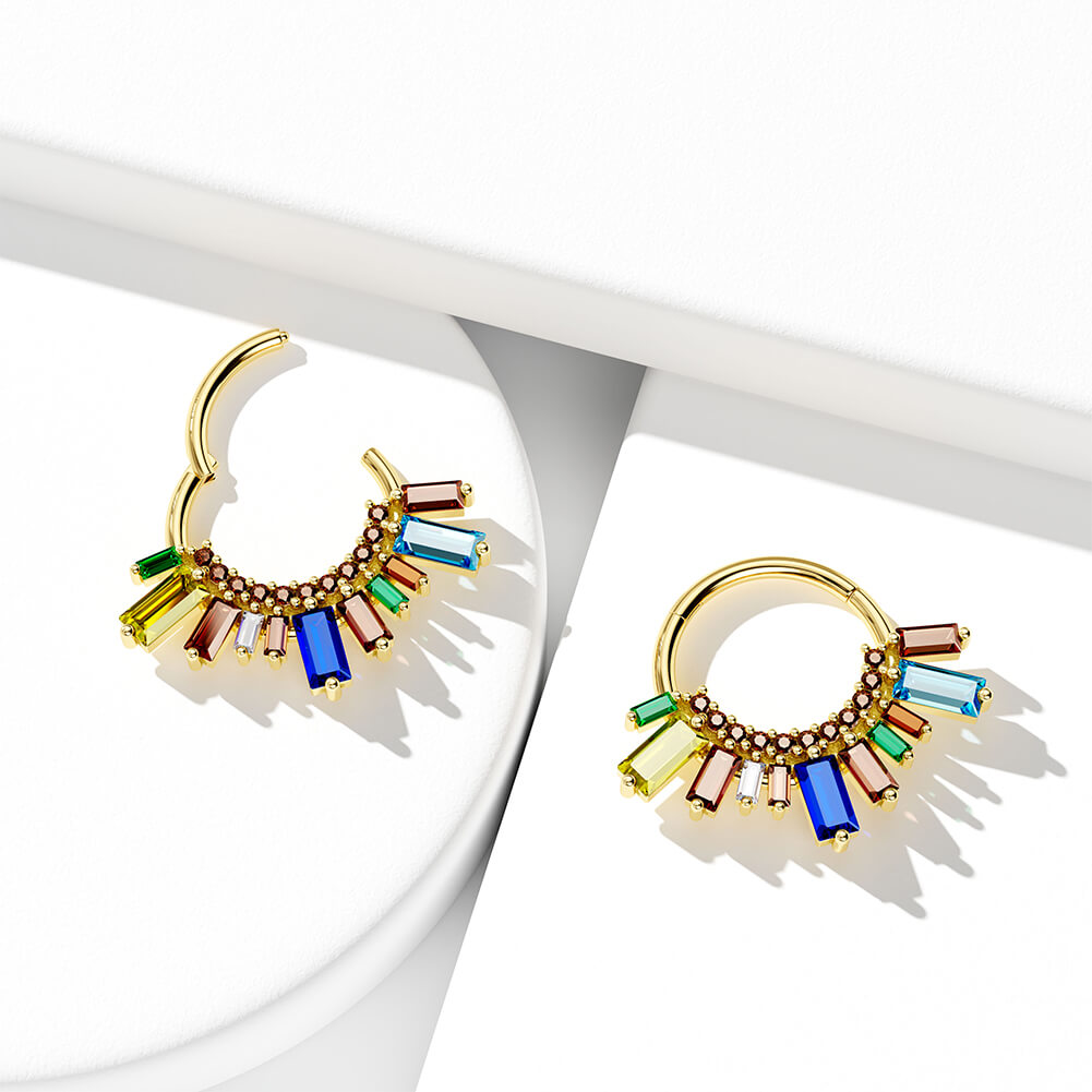 Paris Louvre CZ Gems Septum Ring Daith Earrings