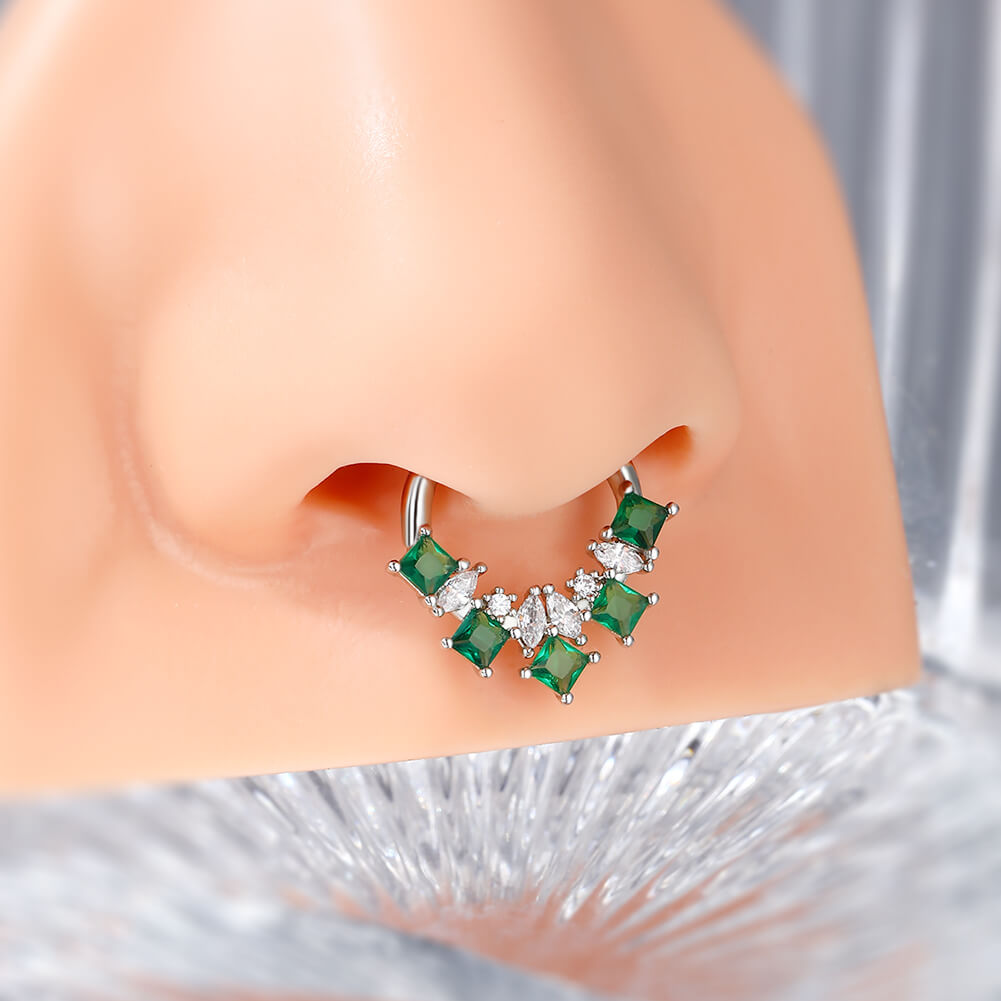 Verdant Green Gem Hinged Segment Septum Ring