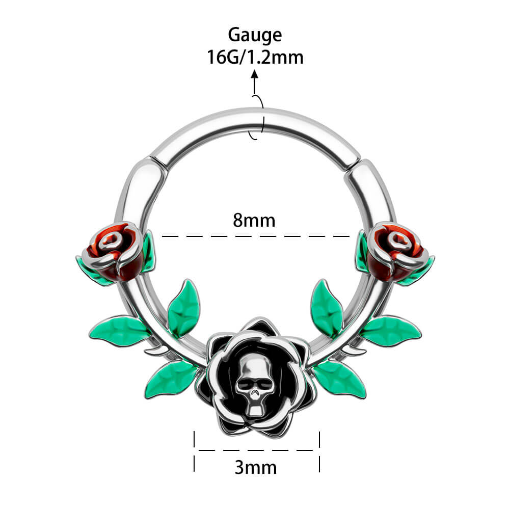 Skull Head Rose Segment Septum Ring