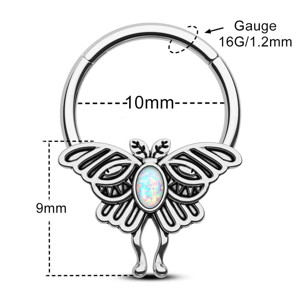 Retro Opal Moth Daith Septum Ring