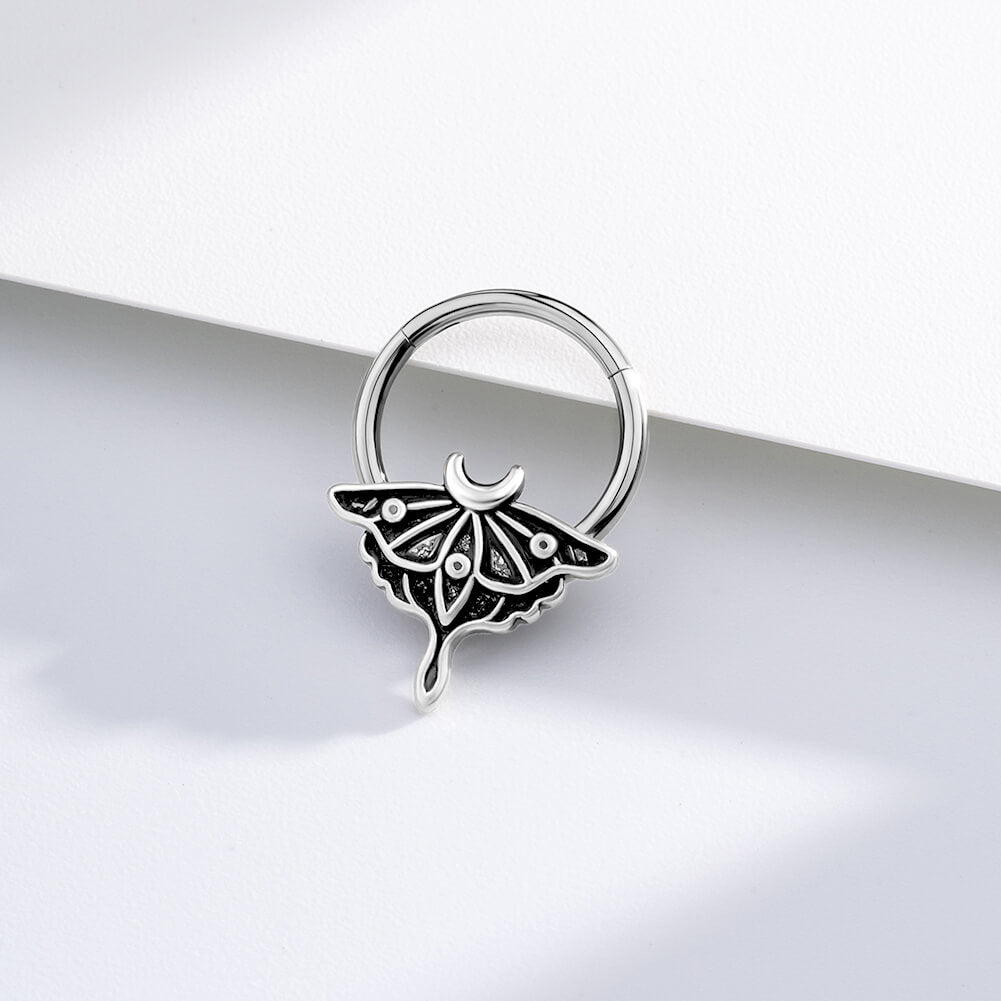 Retro Moon Phase Moth Segment Septum Ring
