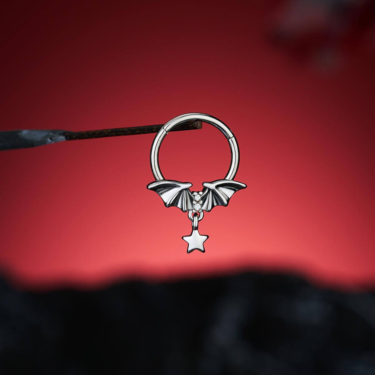 Bat Wings Star Dangle Segment Septum Ring