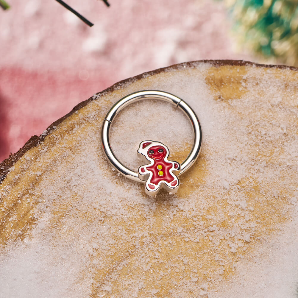 Christmas Gingerbread Man Septum Ring