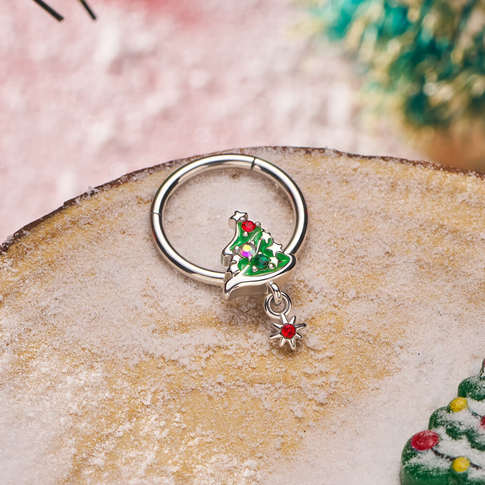 Festive Christmas Tree Daith Septum Ring