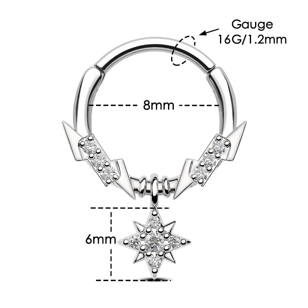Lightning Bolt  Dangle Septum Ring