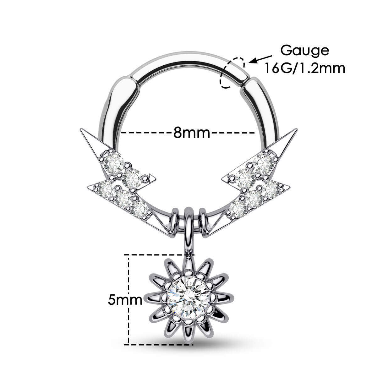 Lightning Bolt Sun Dangle Septum Ring