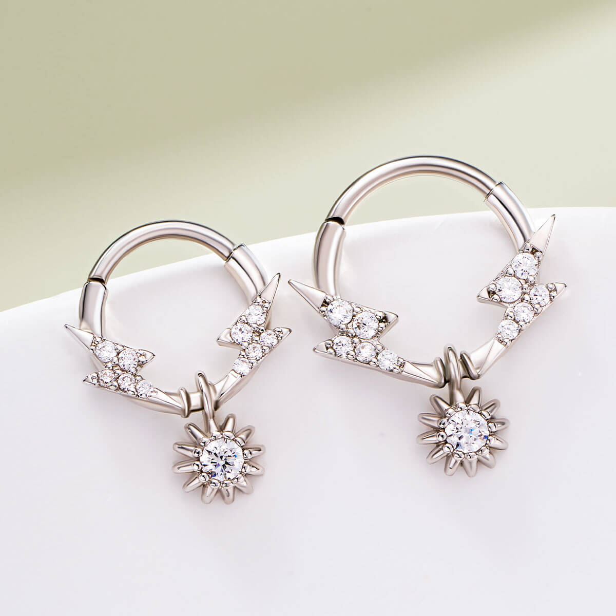 Lightning Bolt Sun Dangle Septum Ring