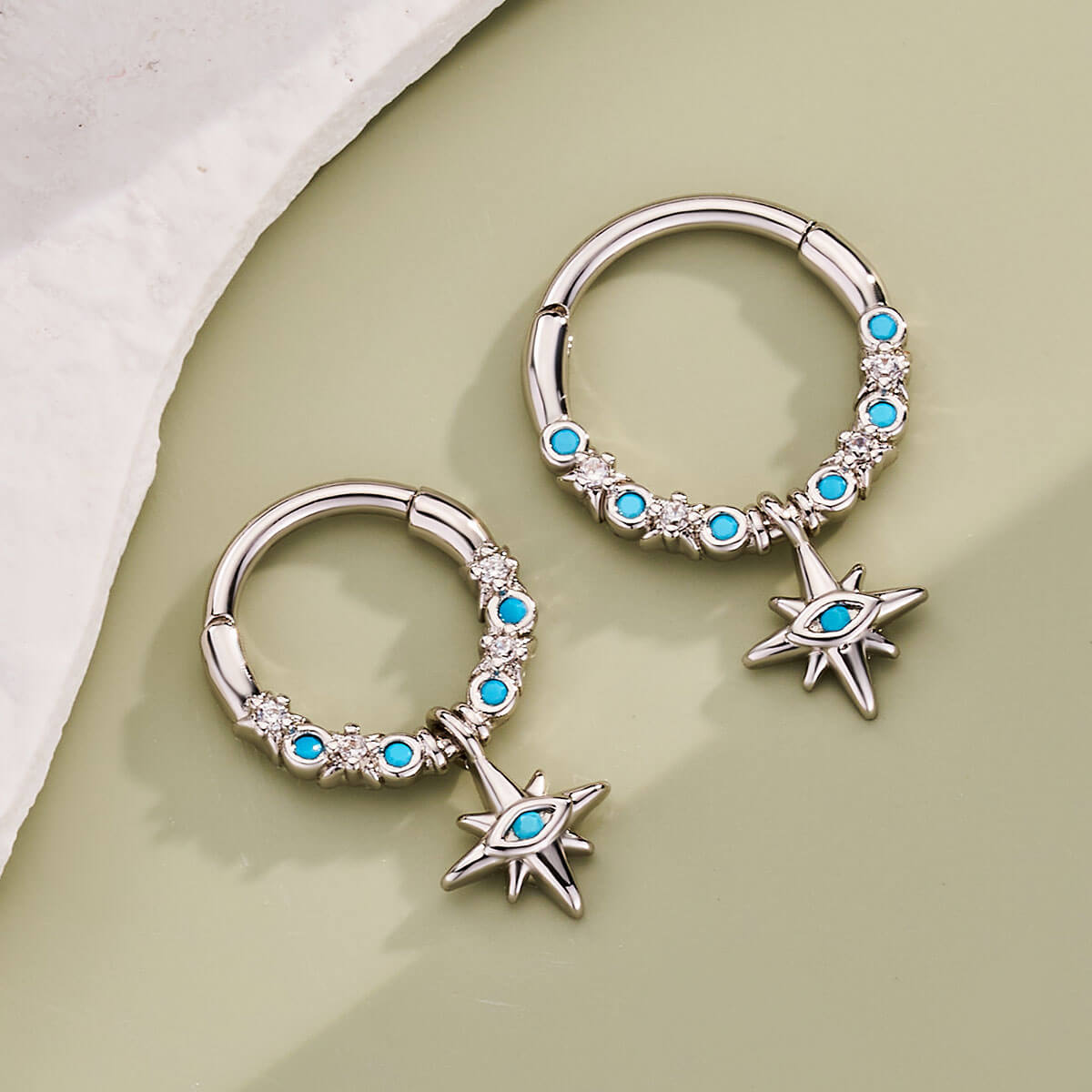 Hexagram Turquoise Daith Septum Ring