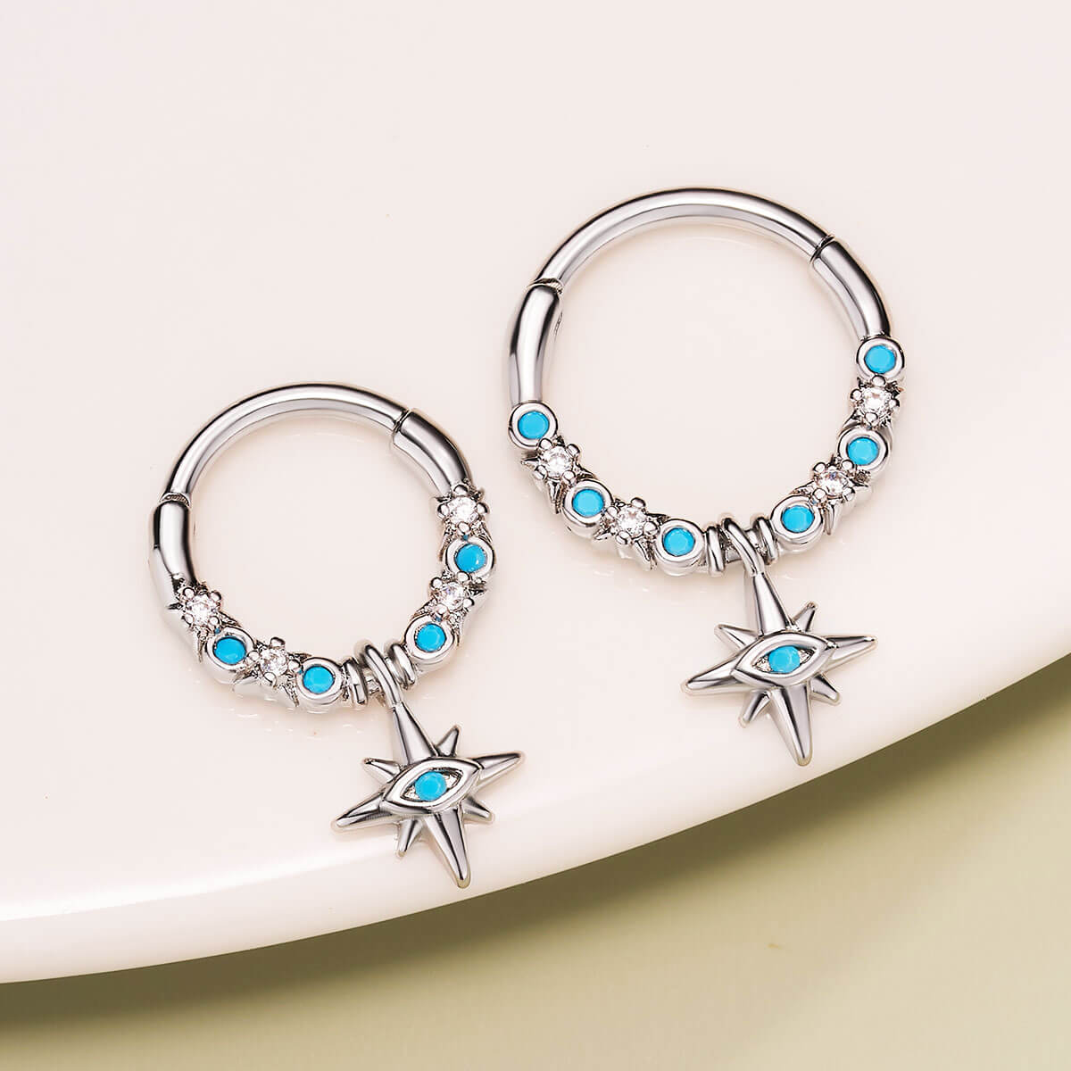 Hexagram Turquoise Daith Septum Ring