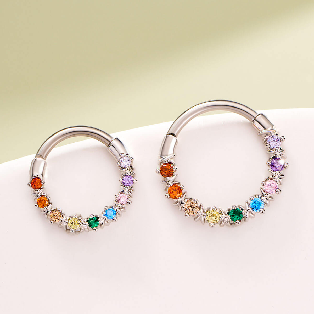 Colorful CZ Segment Daith Septum Ring