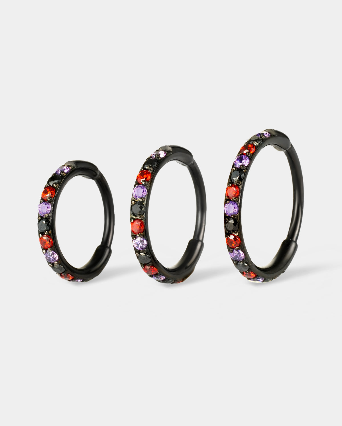 20G Red Black Hinged Segment Halloween Nose Ring