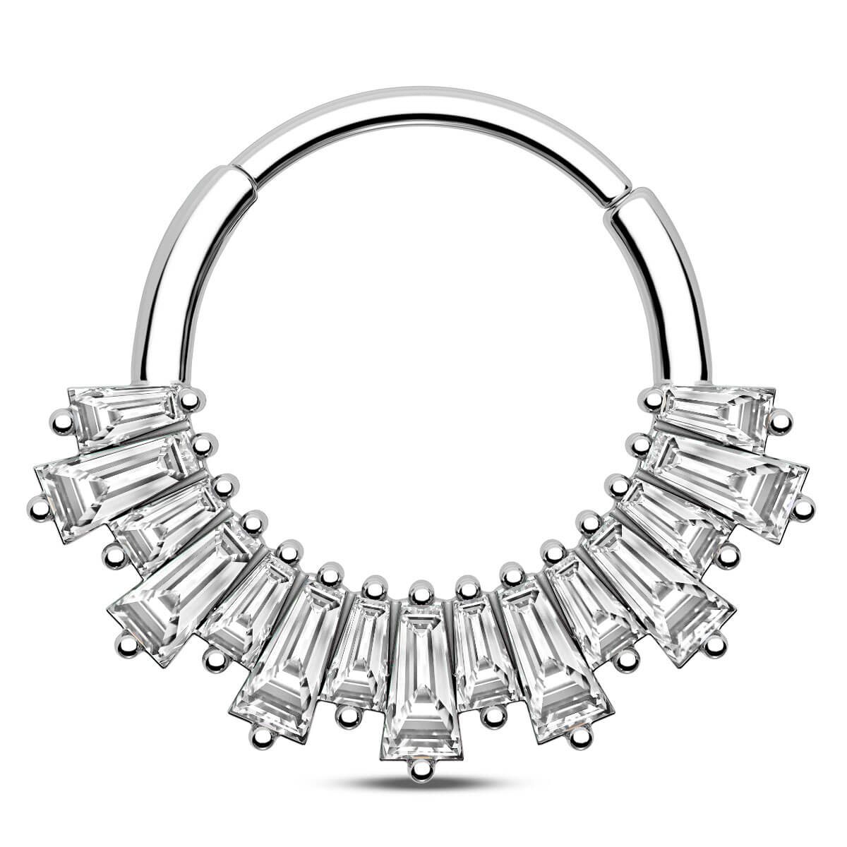 Baguette Clear/Green CZ Septum Ring