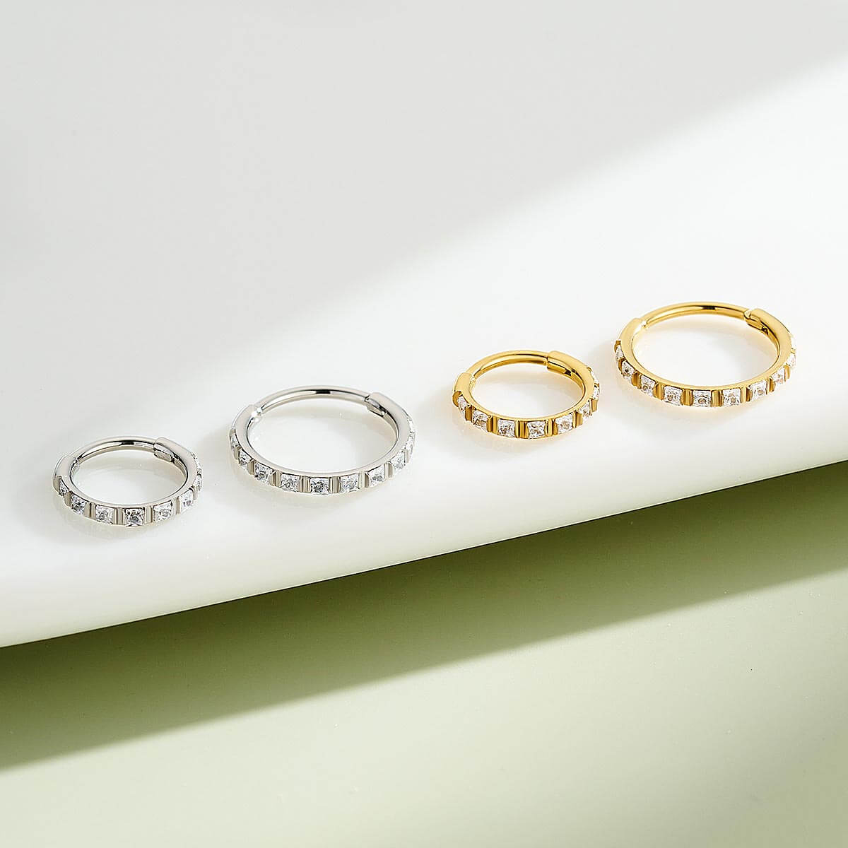 Square CZ Hinged Segment Nose Ring