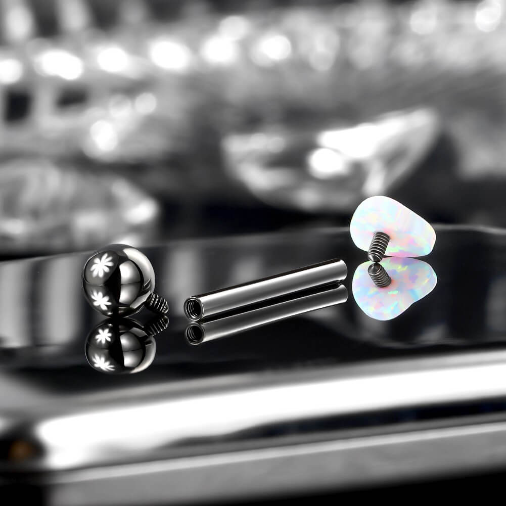 Heart Synthetic Opal Titanium Tongue Barbell